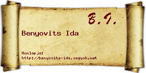 Benyovits Ida névjegykártya