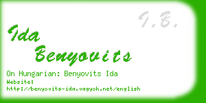 ida benyovits business card